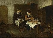Quirijn van Brekelenkam, A Couple Having a Meal before a Fireplace